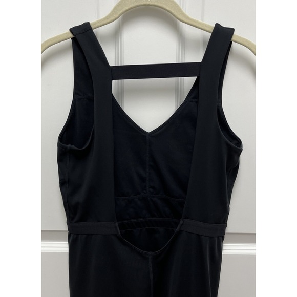 Fabletics Black Ribbed V Neck Cutout Back Athleisure Jumpsuit Leggings - Picture 6 of 11